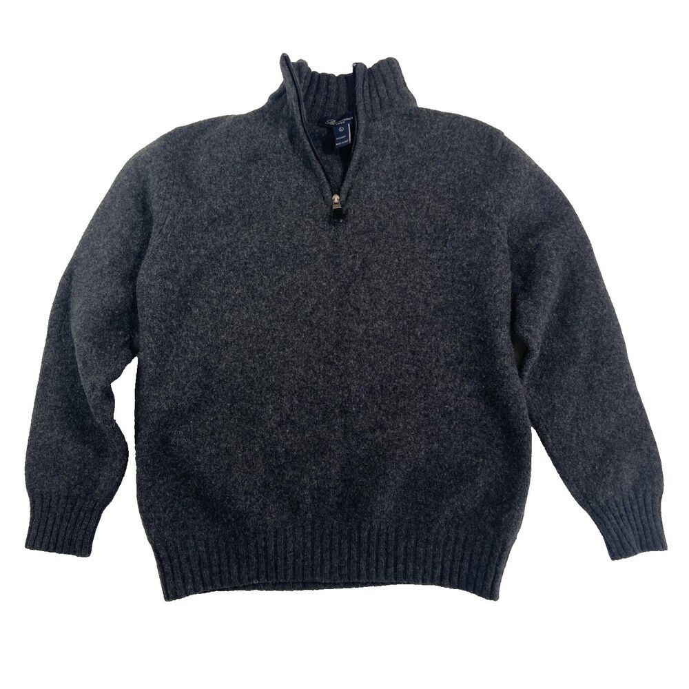 Blumarine Wool Quarter Zip Sweater Size L Gray Smart Casual Classic Layer Italy